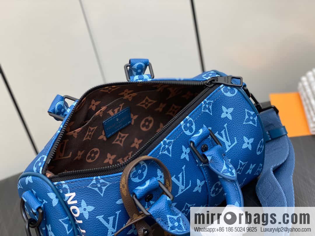 [Boutique‑grade] M46803 Blue Flower, Men's Bag Pillow Bag Series KEEPALL BANDOULIZRE 25 Handbag