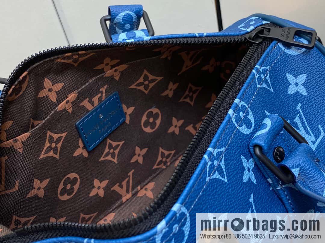 [Boutique‑grade] M46803 Blue Flower, Men's Bag Pillow Bag Series KEEPALL BANDOULIZRE 25 Handbag