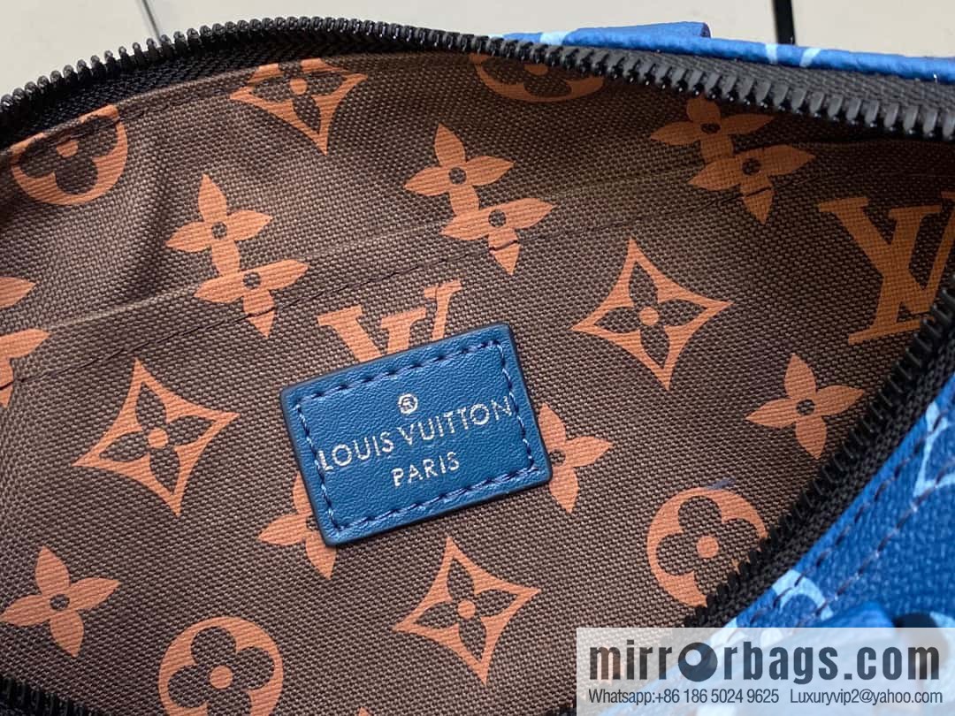 [Boutique‑grade] M46803 Blue Flower, Men's Bag Pillow Bag Series KEEPALL BANDOULIZRE 25 Handbag