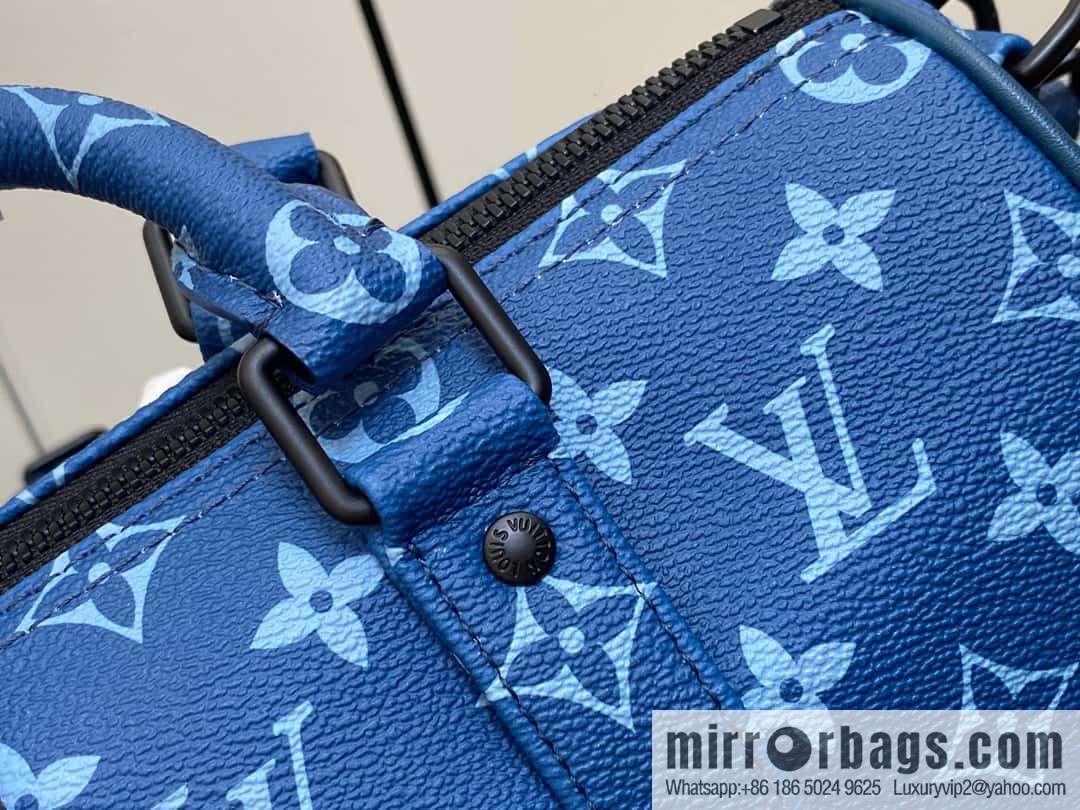 [Boutique‑grade] M46803 Blue Flower, Men's Bag Pillow Bag Series KEEPALL BANDOULIZRE 25 Handbag