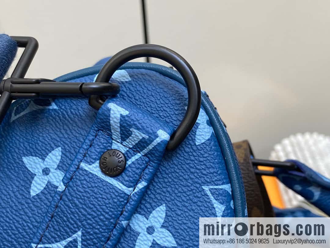 [Boutique‑grade] M46803 Blue Flower, Men's Bag Pillow Bag Series KEEPALL BANDOULIZRE 25 Handbag