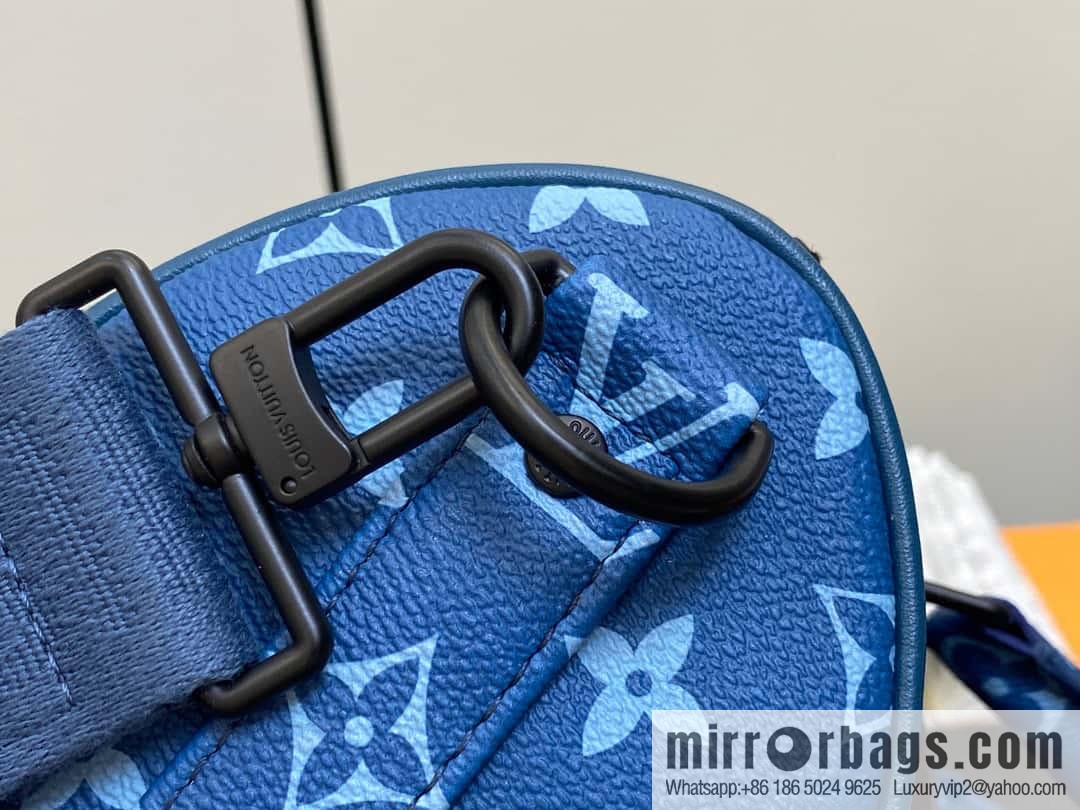 [Boutique‑grade] M46803 Blue Flower, Men's Bag Pillow Bag Series KEEPALL BANDOULIZRE 25 Handbag