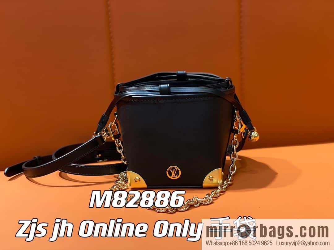 [Boutique‑grade] M82886 black full leather mini bucket bag siu mai bag series Zjs jh Online Only handbag