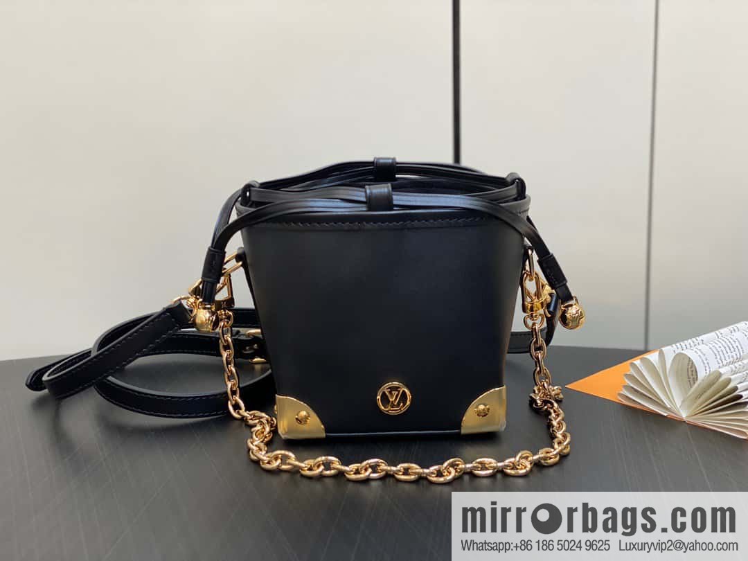 [Boutique‑grade] M82886 black full leather mini bucket bag siu mai bag series Zjs jh Online Only handbag