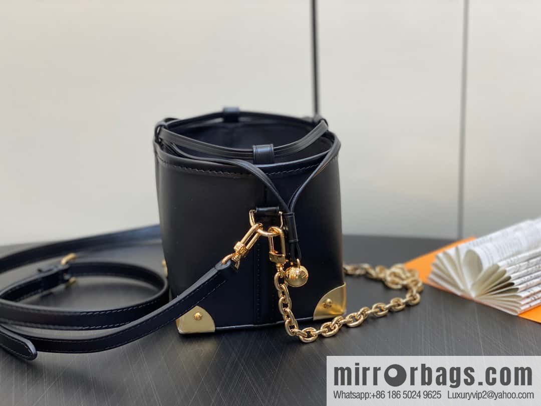 [Boutique‑grade] M82886 black full leather mini bucket bag siu mai bag series Zjs jh Online Only handbag