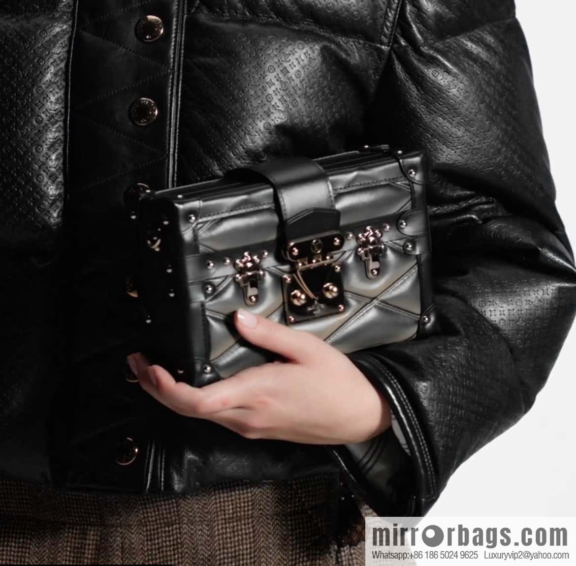 [Boutique‑grade] M23815 black diamond, box bag, box series Petite Malle box handbag