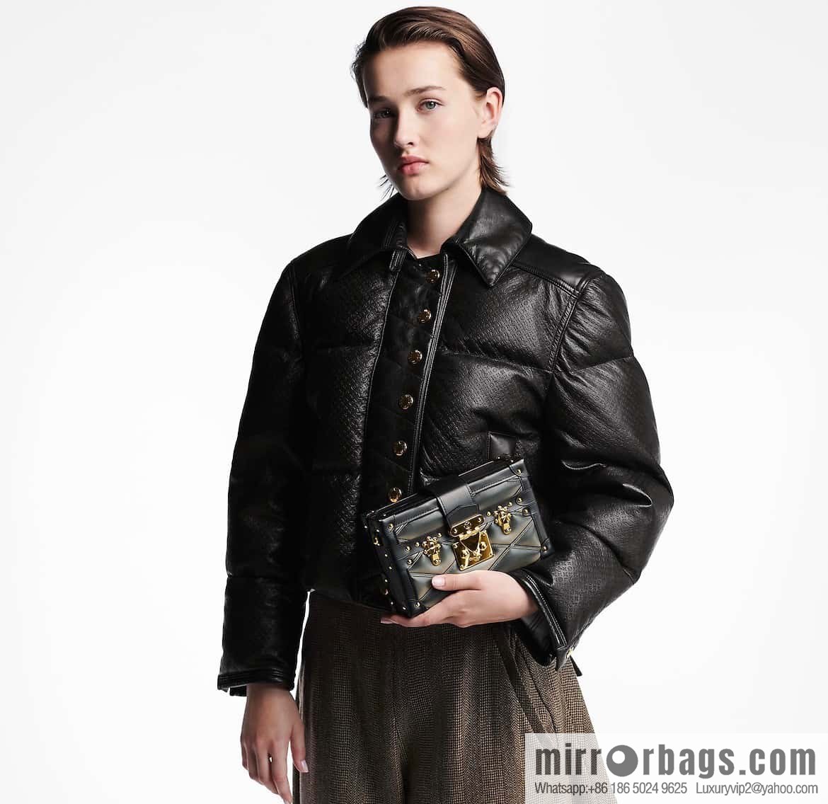 [Boutique‑grade] M23815 black diamond, box bag, box series Petite Malle box handbag