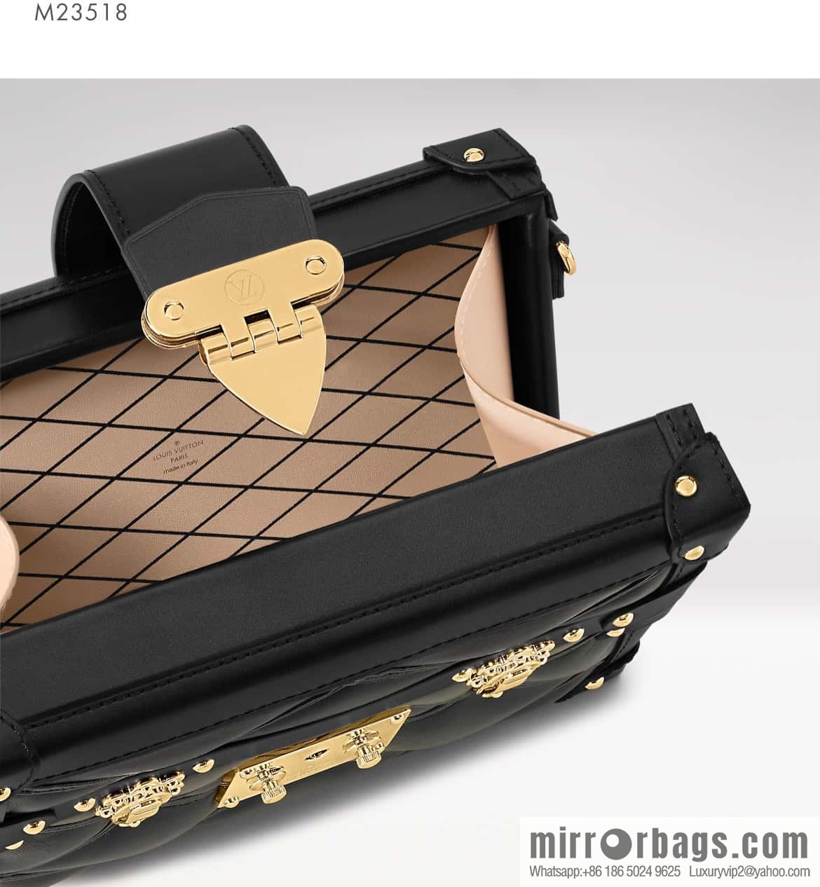 [Boutique‑grade] M23815 black diamond, box bag, box series Petite Malle box handbag