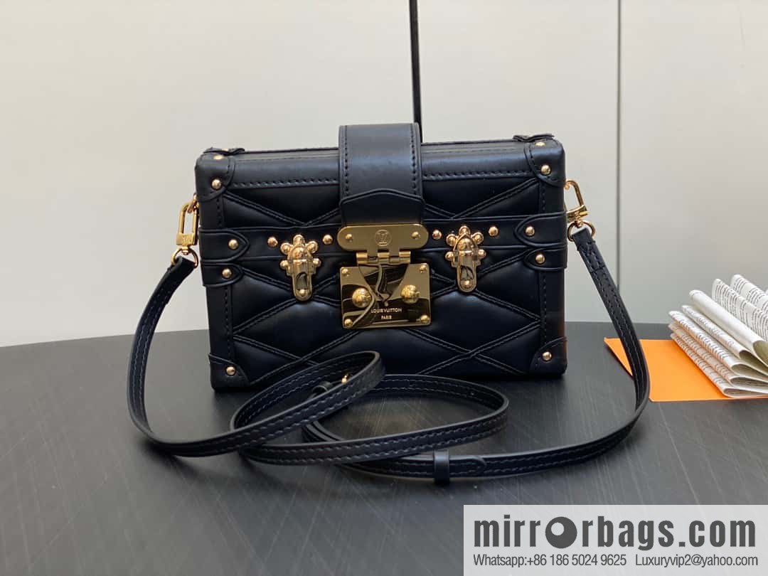 [Boutique‑grade] M23815 black diamond, box bag, box series Petite Malle box handbag
