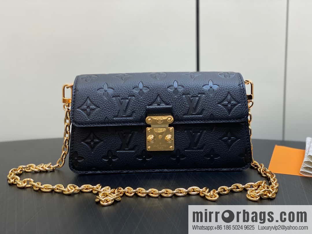 [Premium‑quality] M82637 black full leather embossed chain bag series Wallet On Chain Metis chain strap handbag M82836 82637