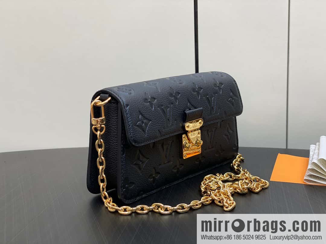 [Premium‑quality] M82637 black full leather embossed chain bag series Wallet On Chain Metis chain strap handbag M82836 82637