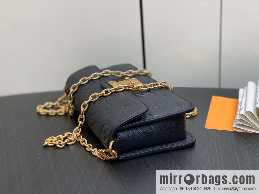 [Premium‑quality] M82637 black full leather embossed chain bag series Wallet On Chain Metis chain strap handbag M82836 82637