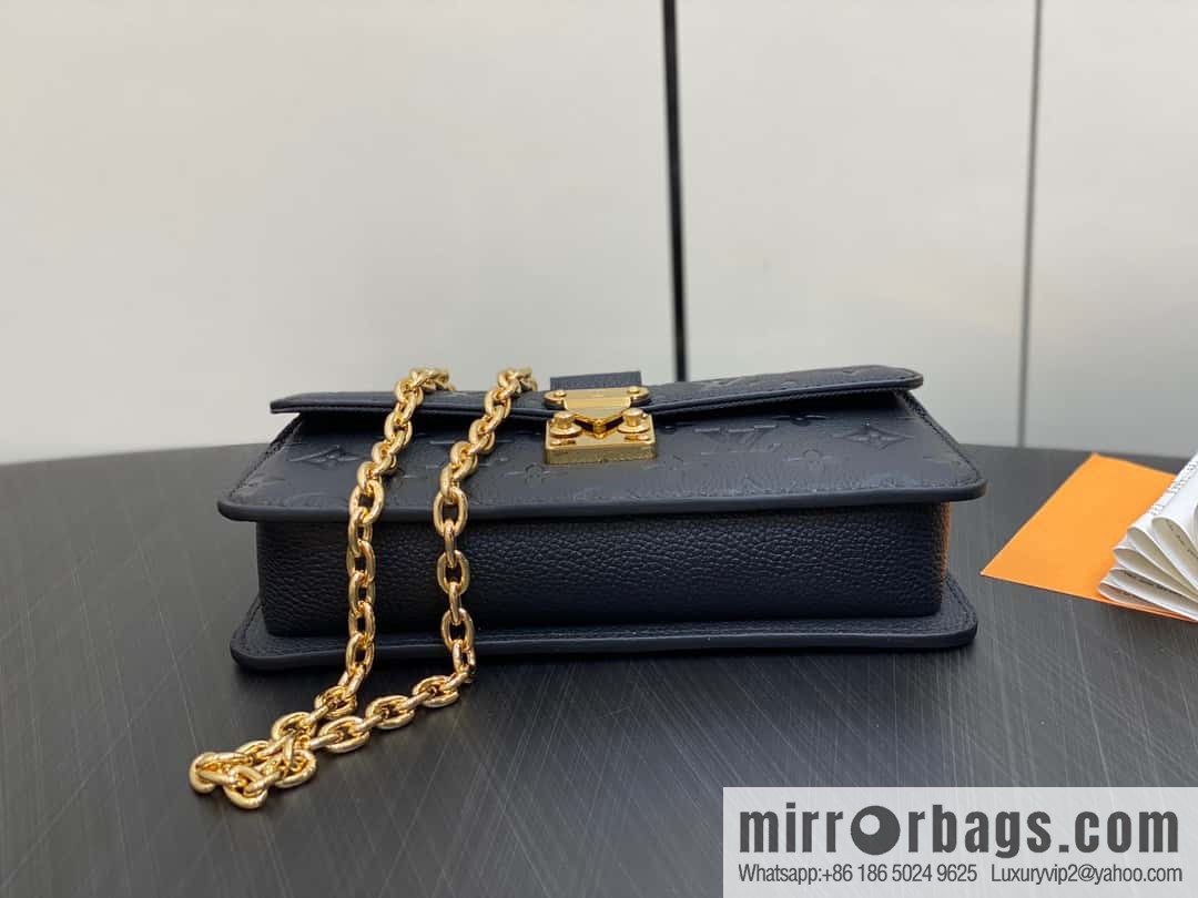 [Premium‑quality] M82637 black full leather embossed chain bag series Wallet On Chain Metis chain strap handbag M82836 82637