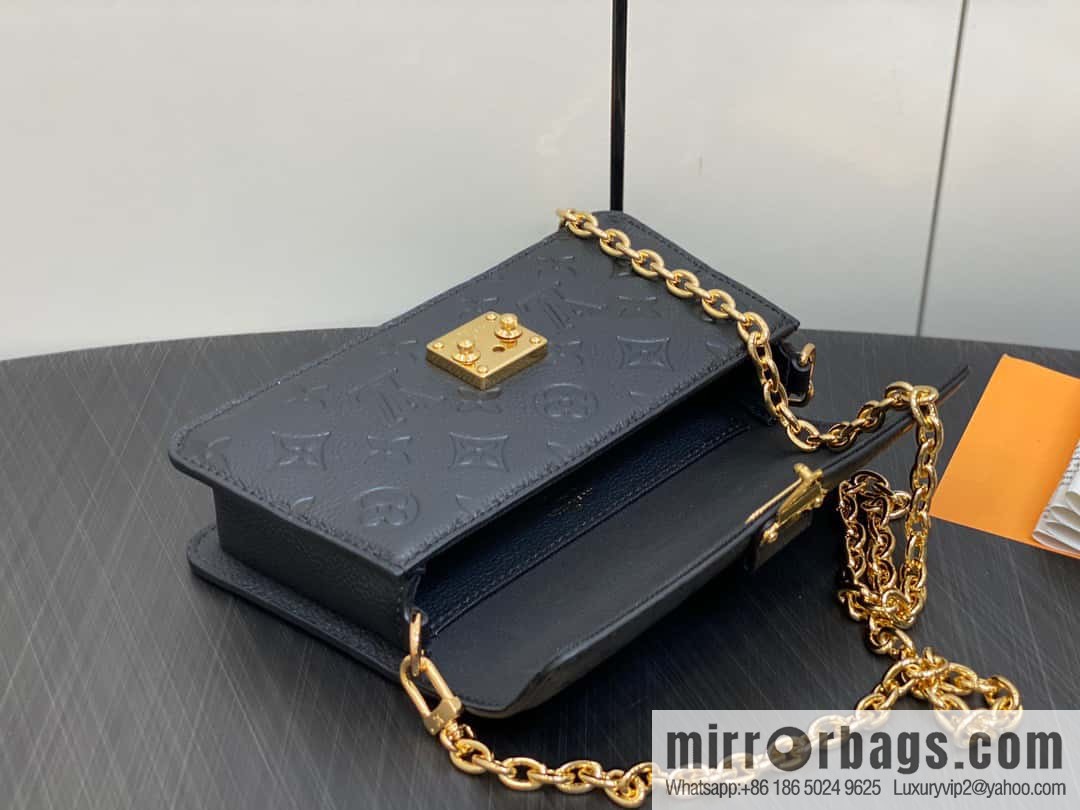 [Premium‑quality] M82637 black full leather embossed chain bag series Wallet On Chain Metis chain strap handbag M82836 82637