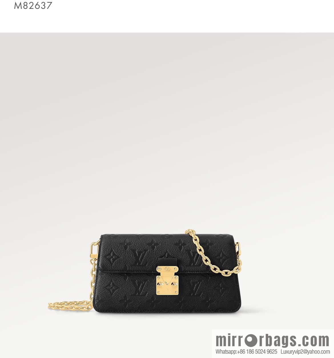[Premium‑quality] M82637 black full leather embossed chain bag series Wallet On Chain Metis chain strap handbag M82836 82637