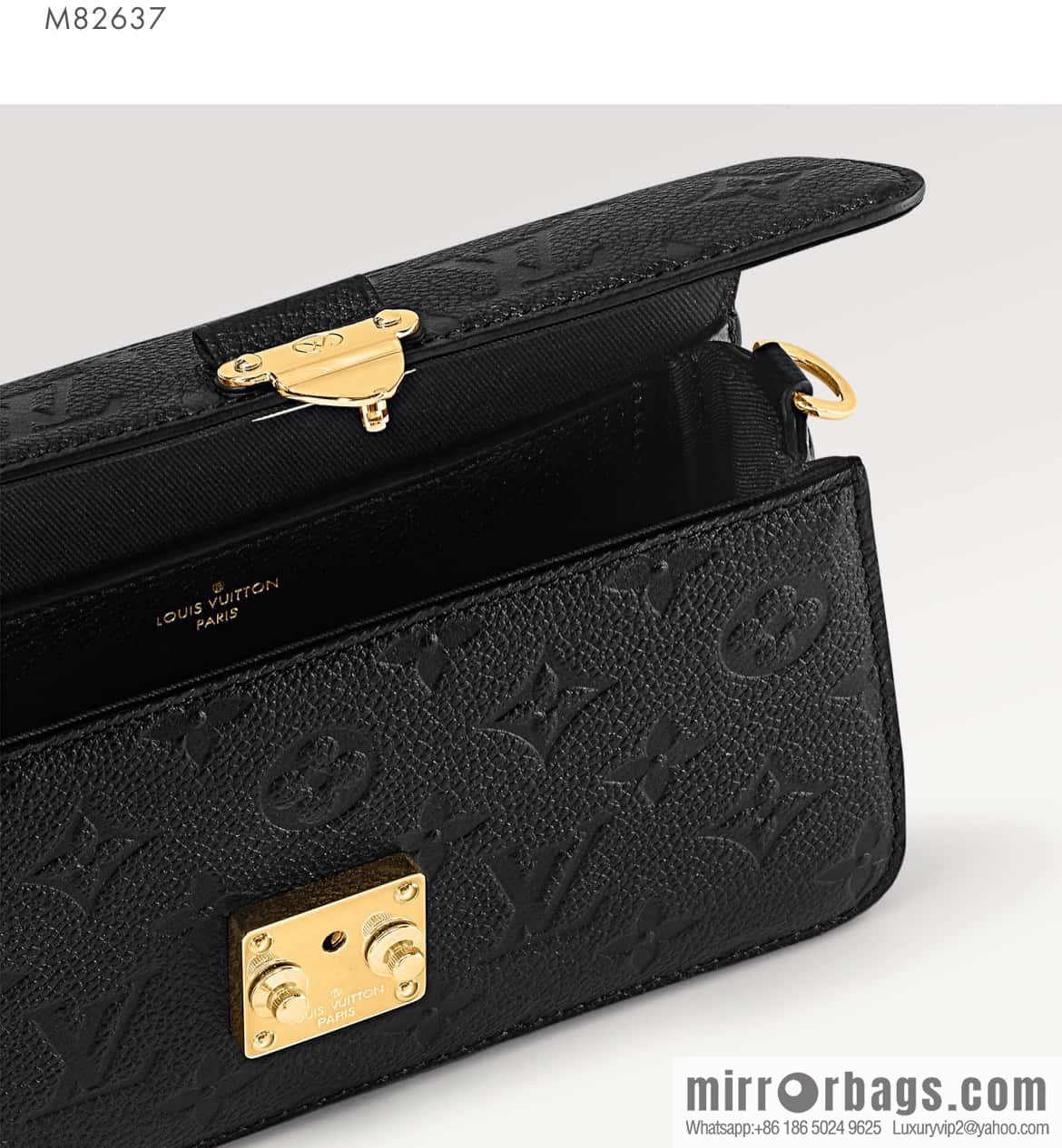 [Premium‑quality] M82637 black full leather embossed chain bag series Wallet On Chain Metis chain strap handbag M82836 82637