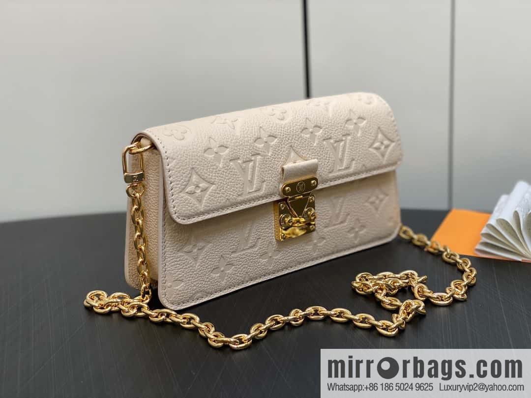 [Boutique‑grade] M82636 white full leather embossed chain bag series Wallet On Chain Metis chain strap handbag M82836 82637