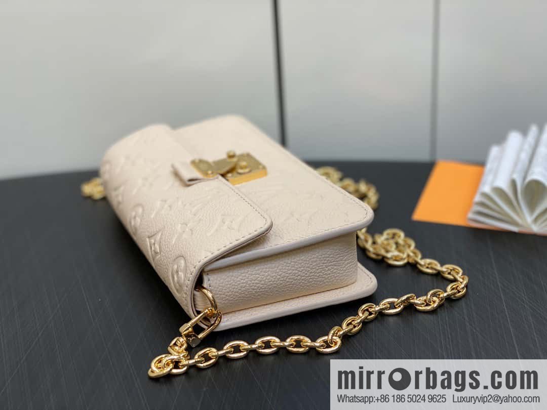 [Boutique‑grade] M82636 white full leather embossed chain bag series Wallet On Chain Metis chain strap handbag M82836 82637