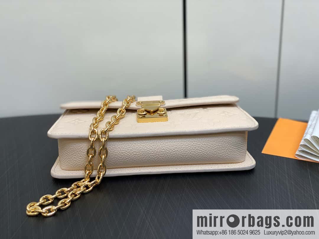 [Boutique‑grade] M82636 white full leather embossed chain bag series Wallet On Chain Metis chain strap handbag M82836 82637