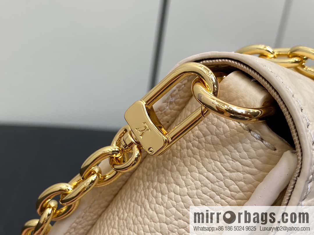[Boutique‑grade] M82636 white full leather embossed chain bag series Wallet On Chain Metis chain strap handbag M82836 82637