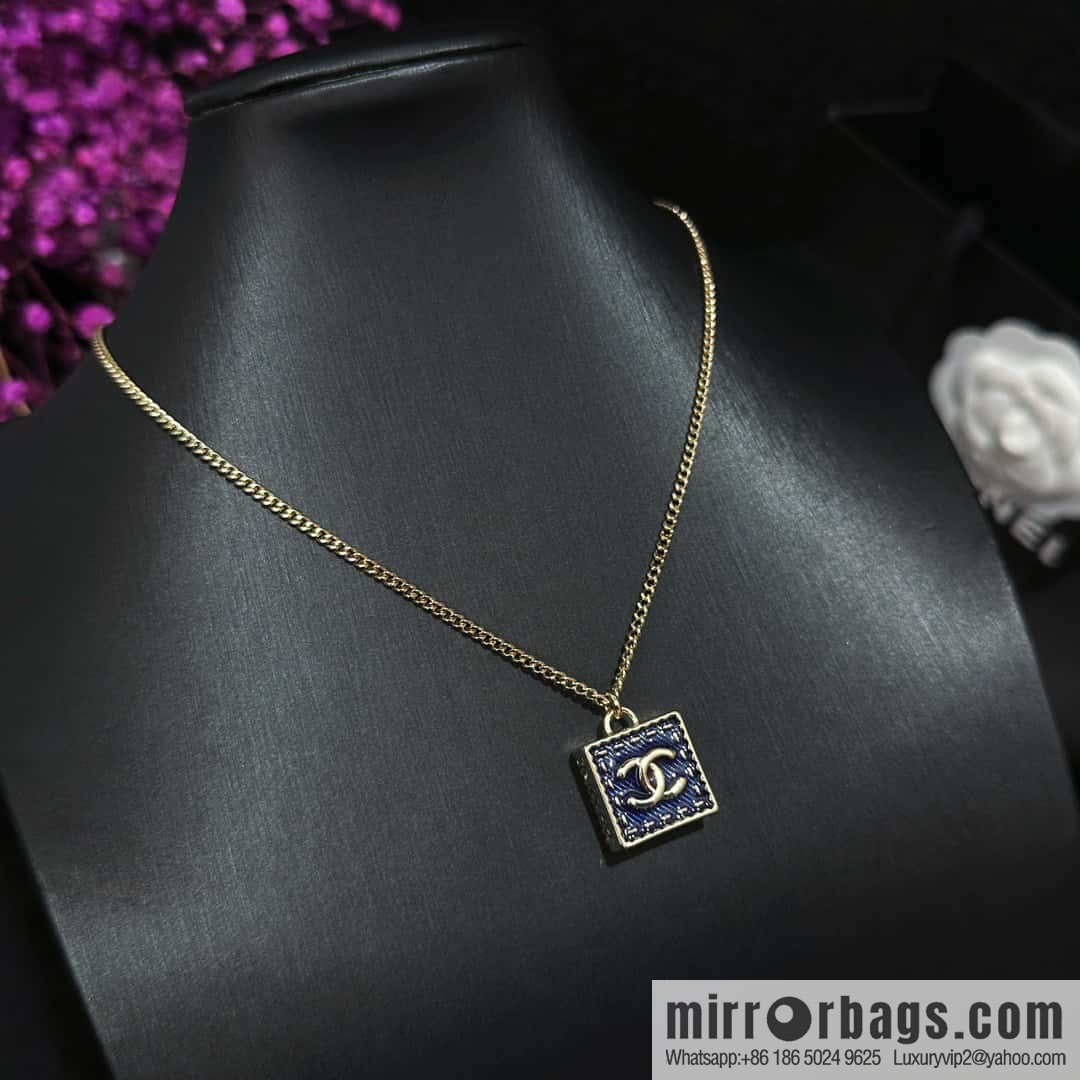 ❗️New ❗️ Chanel necklace ☀️ new ☑️ Chanel denim square double c necklace ☀️