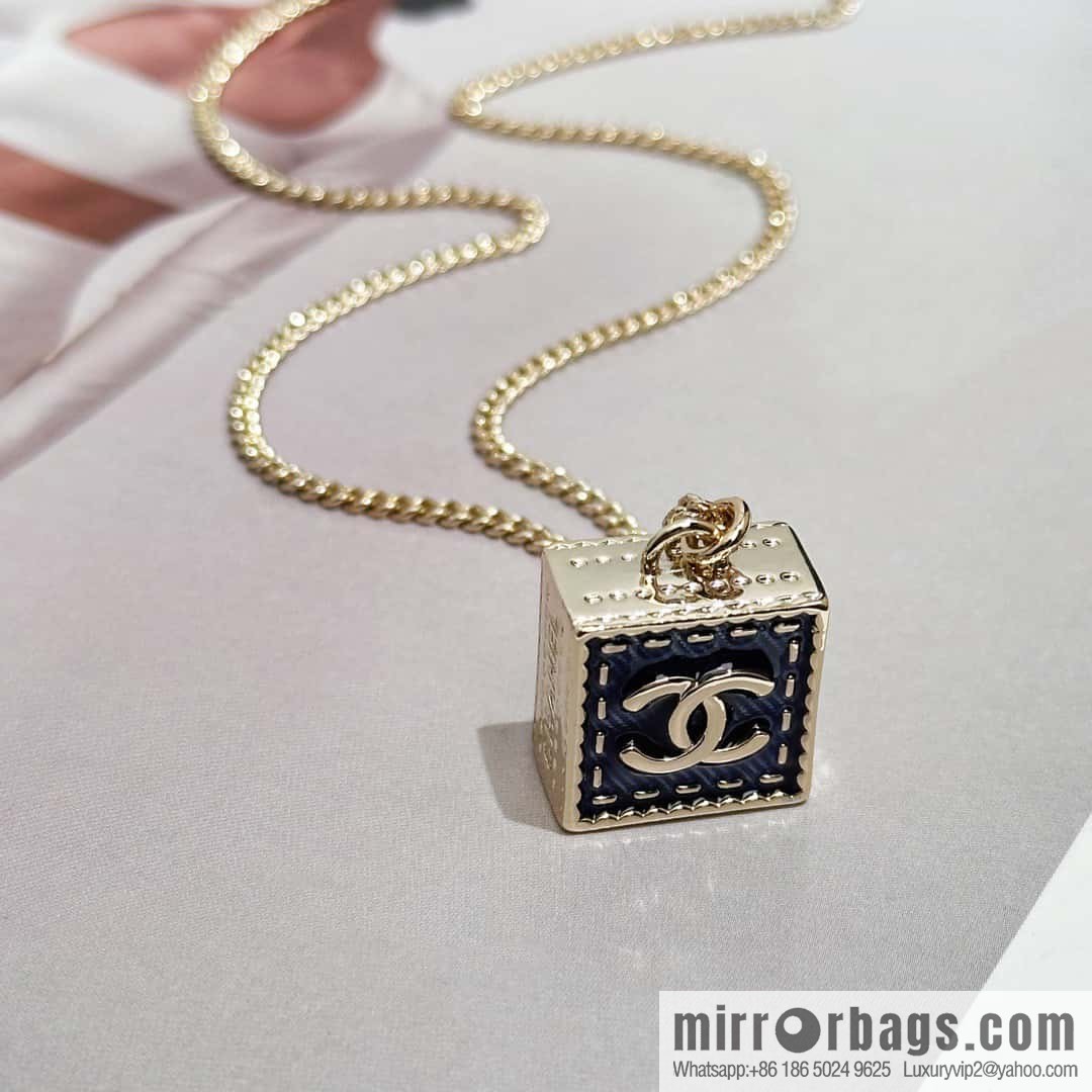 ❗️New ❗️ Chanel necklace ☀️ new ☑️ Chanel denim square double c necklace ☀️