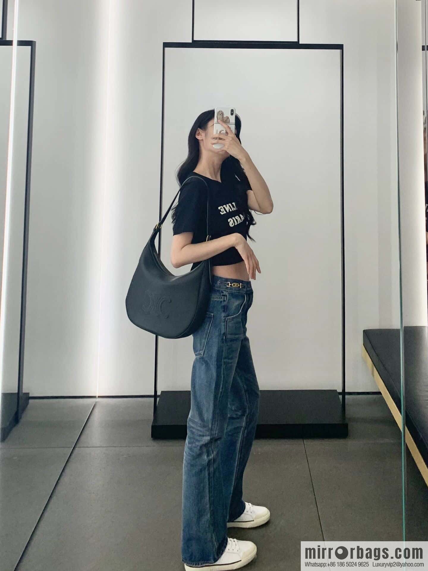 [Premium quality, all-steel hardware] CELINE HELOISE handbag, new, calfskin HÉLOSE armpit bag, ID: 114713