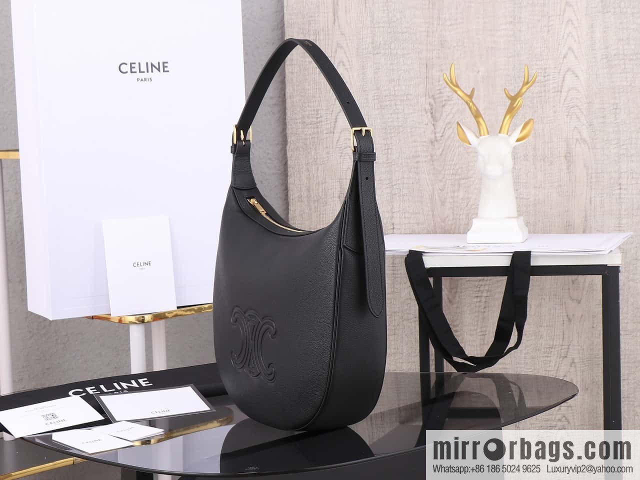 [Premium quality, all-steel hardware] CELINE HELOISE handbag, new, calfskin HÉLOSE armpit bag, ID: 114713