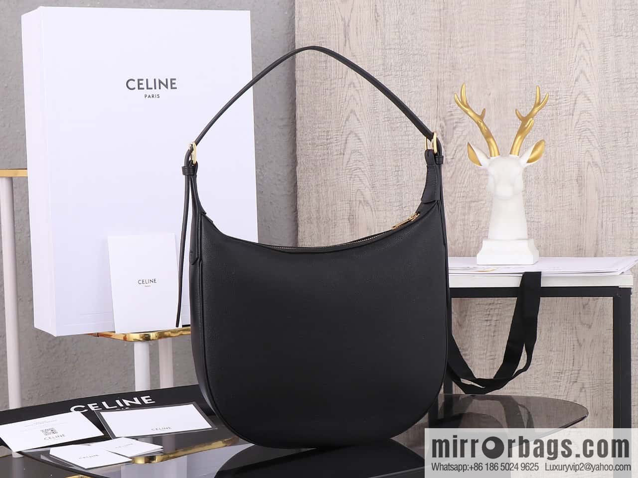 [Premium quality, all-steel hardware] CELINE HELOISE handbag, new, calfskin HÉLOSE armpit bag, ID: 114713