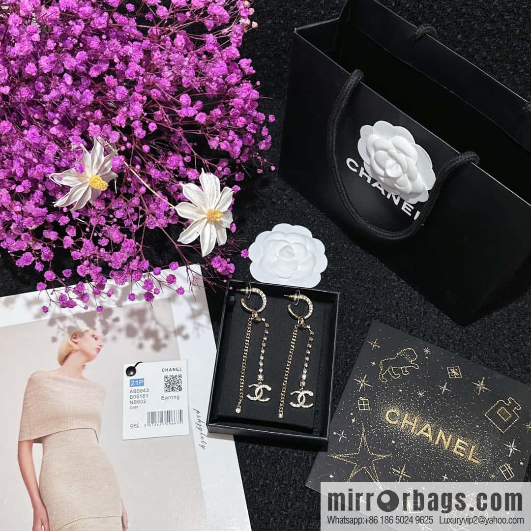 ❗️New ❗️☀️ new ☑️ Chanel double c tassel full diamond stud earrings ☀️