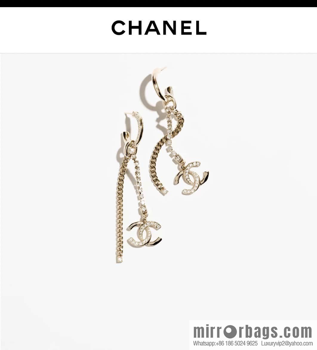 ❗️New ❗️☀️ new ☑️ Chanel double c tassel full diamond stud earrings ☀️