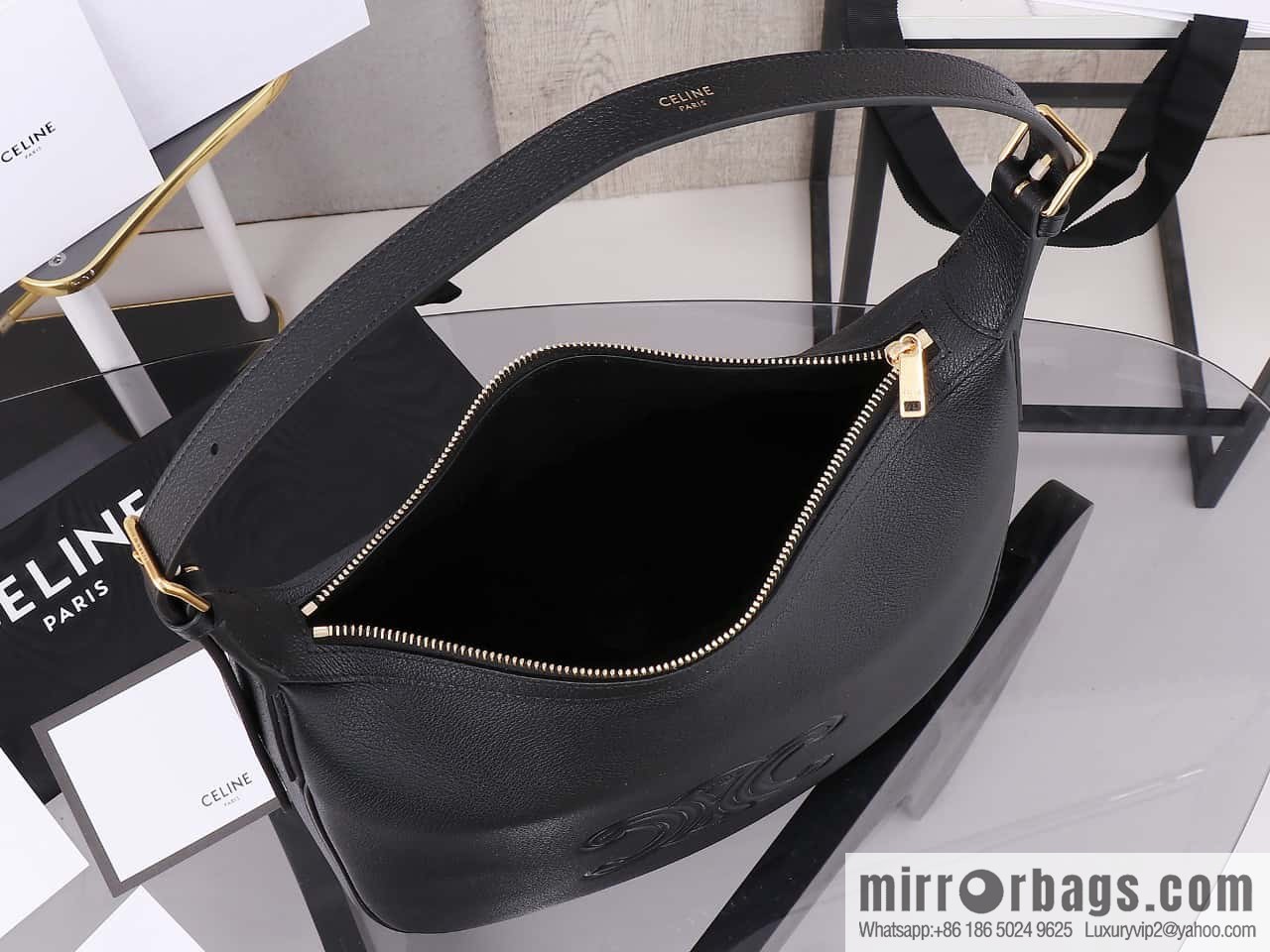 [Premium quality, all-steel hardware] CELINE HELOISE handbag, new, calfskin HÉLOSE armpit bag, ID: 114713