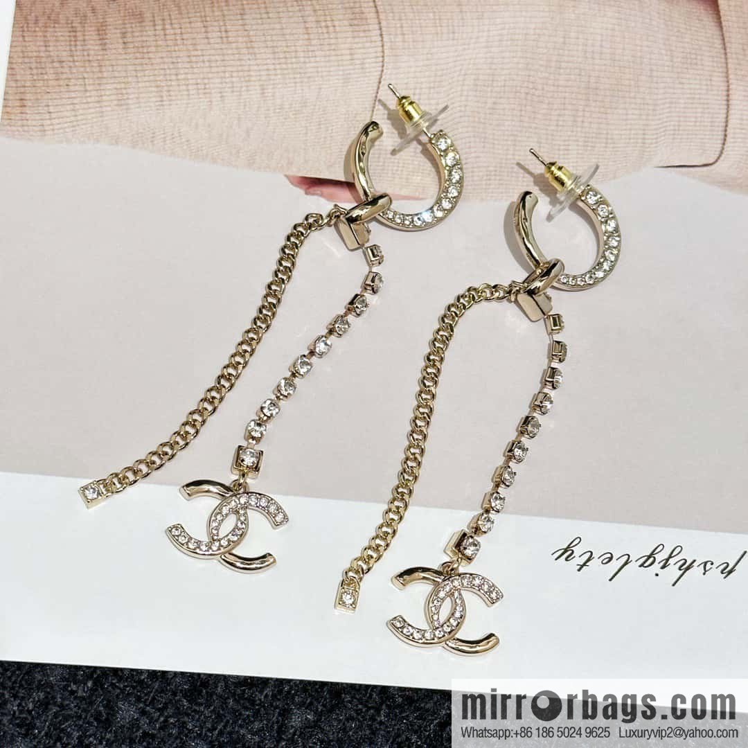 ❗️New ❗️☀️ new ☑️ Chanel double c tassel full diamond stud earrings ☀️