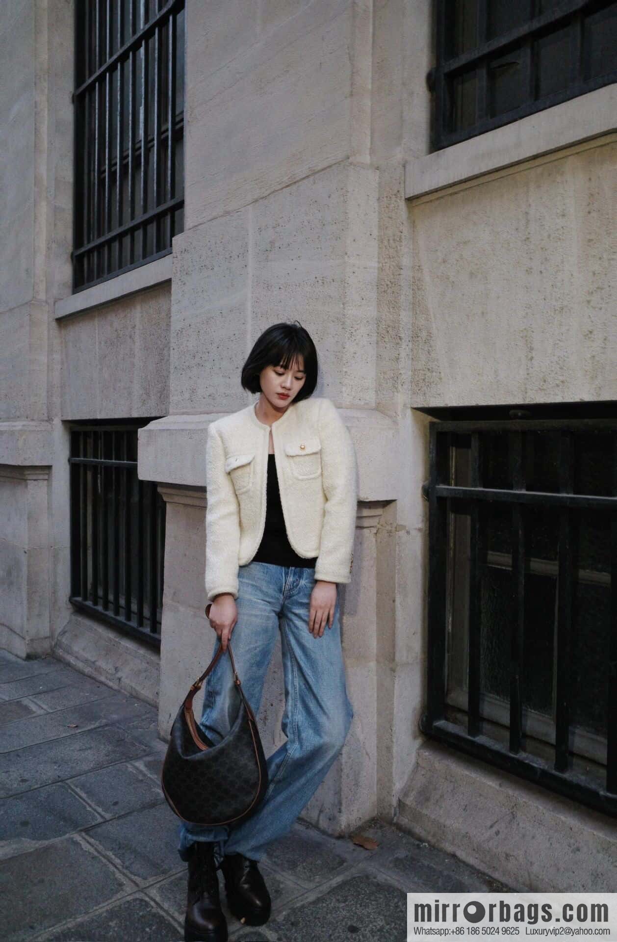 [Premium quality, all-steel hardware] CELINE HELOISE handbag, new, calfskin HÉLOSE armpit bag, ID: 114713