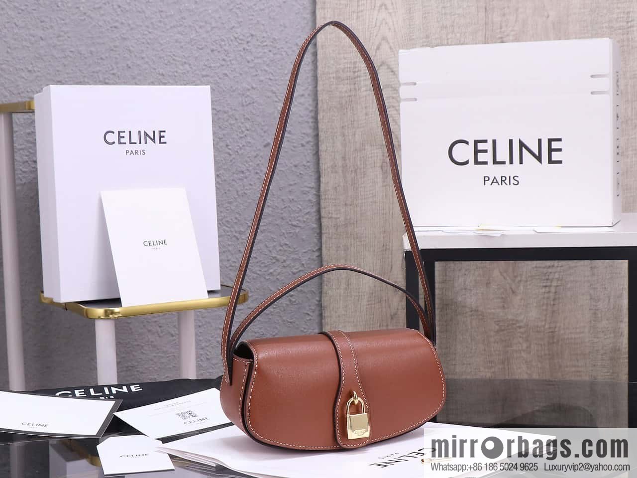 [Premium quality, all-steel hardware 】 𝗖𝗘𝗟𝗜𝗡𝗘 | 𝗧𝗔𝗕𝗢𝗨 𝗖𝗟𝗨𝗧𝗖𝗛 𝗕𝗮𝗴 padlock full leather bag, model: 101593/full leather model