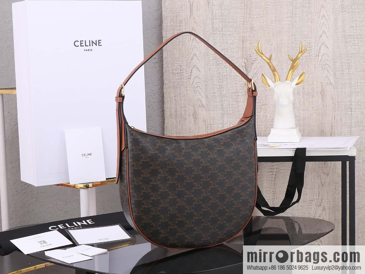 [Premium quality, all-steel hardware] CELINE HELOISE handbag, new, calfskin HÉLOSE armpit bag, ID: 114713