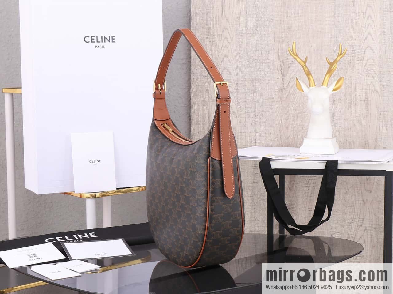 [Premium quality, all-steel hardware] CELINE HELOISE handbag, new, calfskin HÉLOSE armpit bag, ID: 114713