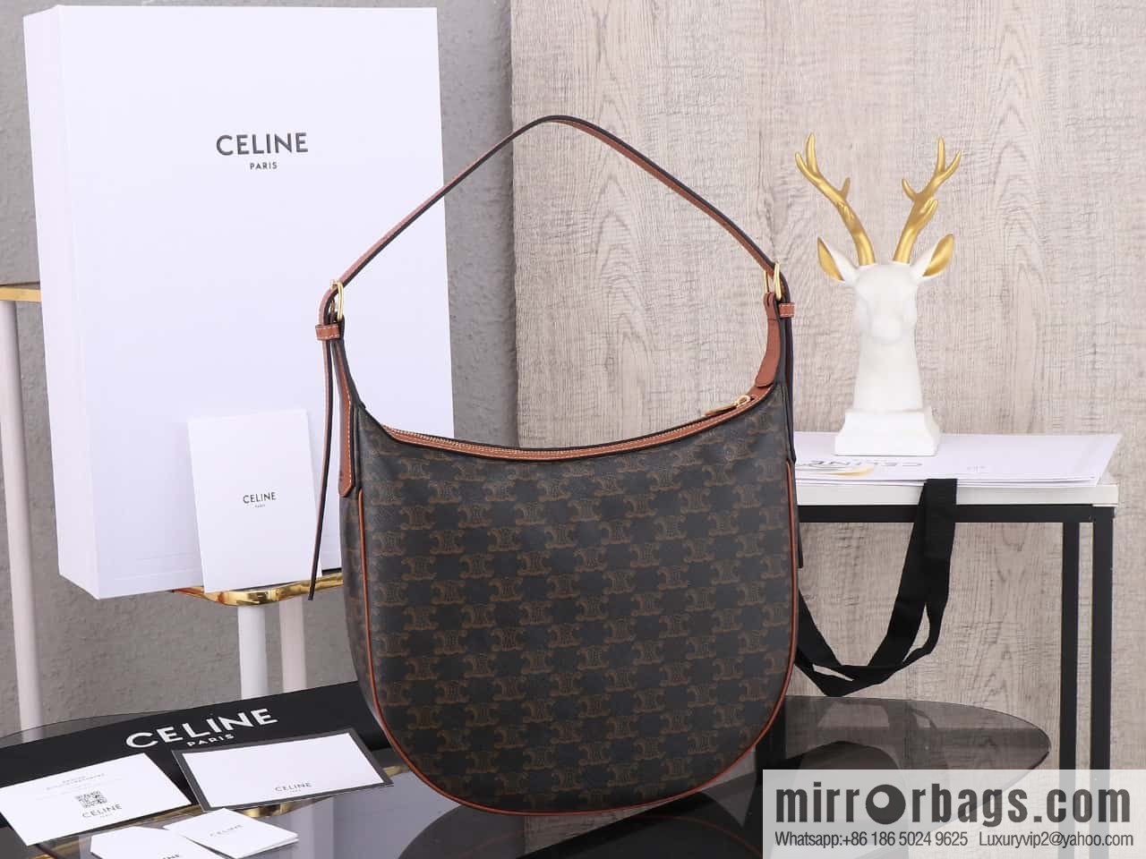 [Premium quality, all-steel hardware] CELINE HELOISE handbag, new, calfskin HÉLOSE armpit bag, ID: 114713