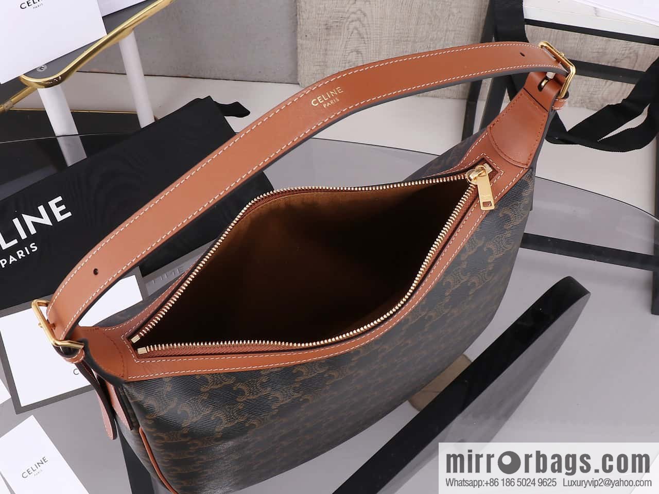 [Premium quality, all-steel hardware] CELINE HELOISE handbag, new, calfskin HÉLOSE armpit bag, ID: 114713