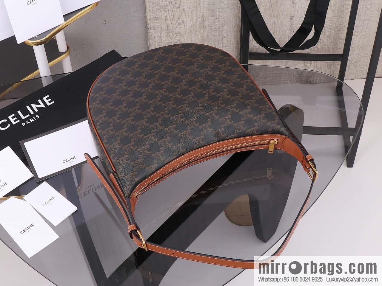 [Premium quality, all-steel hardware] CELINE HELOISE handbag, new, calfskin HÉLOSE armpit bag, ID: 114713