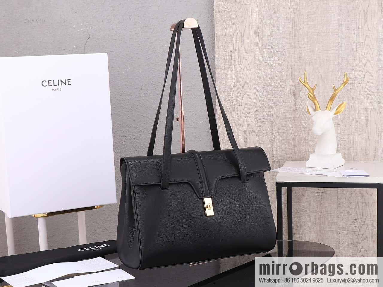 [Premium quality, all-steel hardware] CELINE Soft 16 large, plain beef leather (fabric) soft handbag, number: 194043CR4.04LU