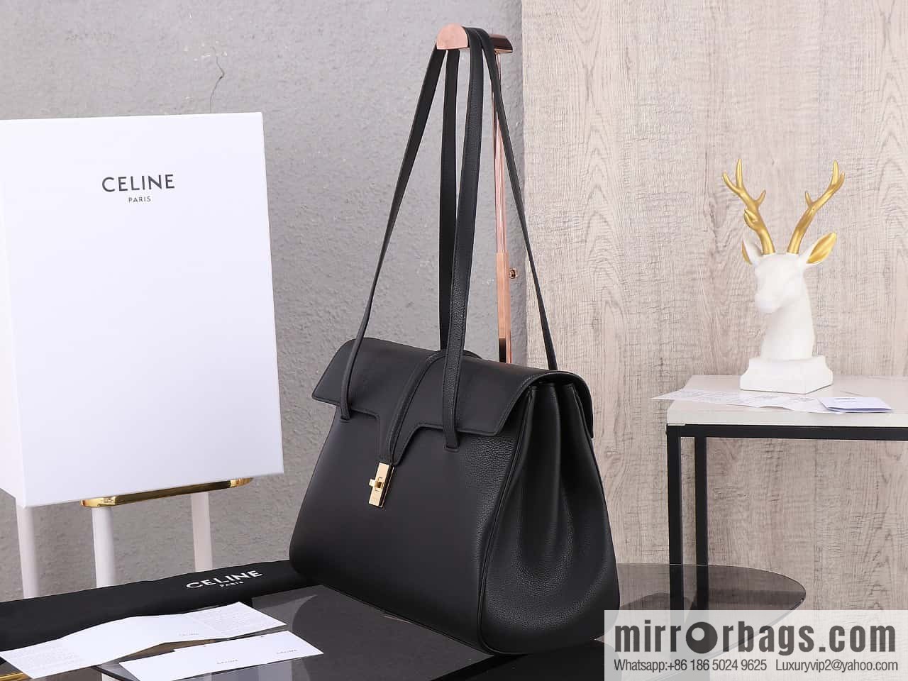 [Premium quality, all-steel hardware] CELINE Soft 16 large, plain beef leather (fabric) soft handbag, number: 194043CR4.04LU