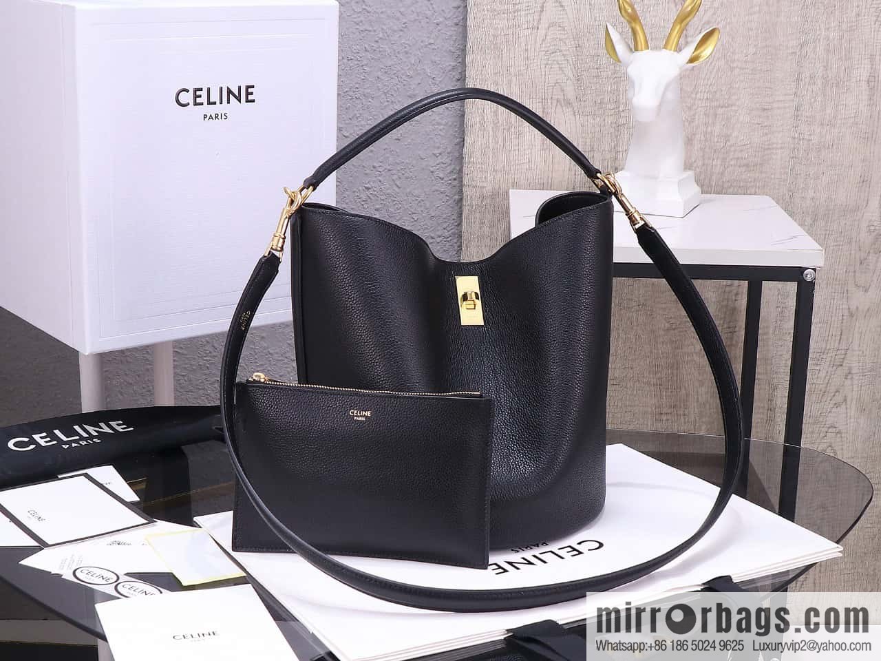 [Premium quality, all steel hardware] CELINE Bucket 16 calfskin bucket bag No.: 195573