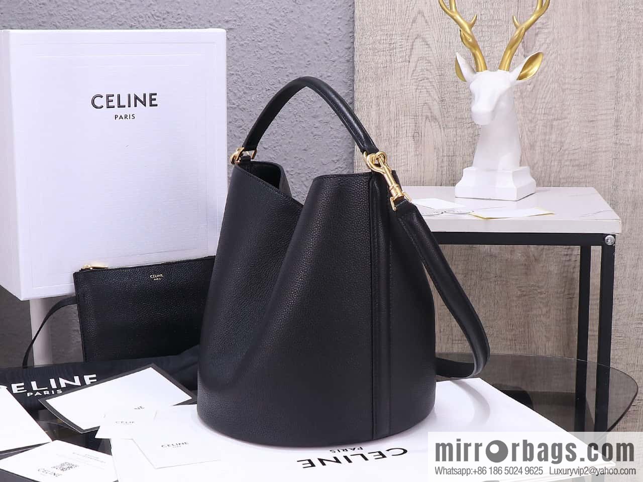 [Premium quality, all steel hardware] CELINE Bucket 16 calfskin bucket bag No.: 195573