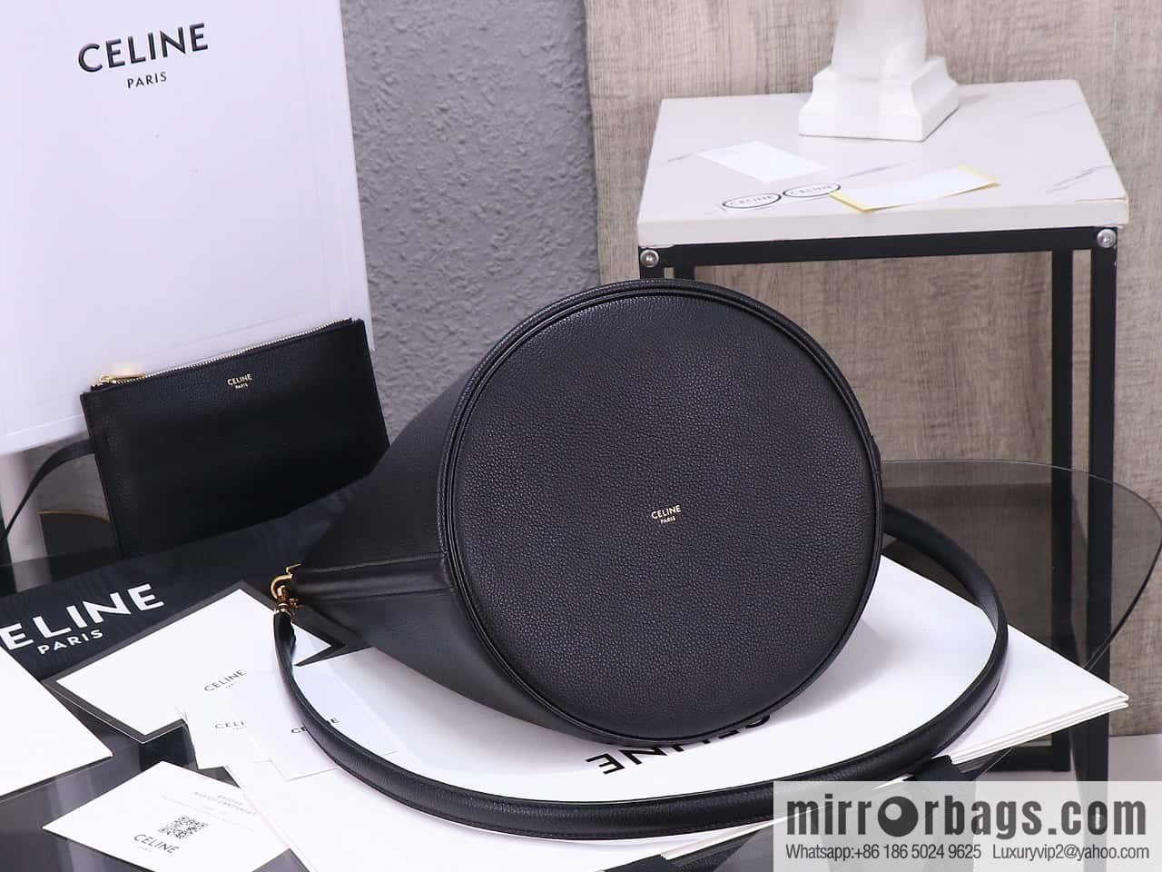 [Premium quality, all steel hardware] CELINE Bucket 16 calfskin bucket bag No.: 195573