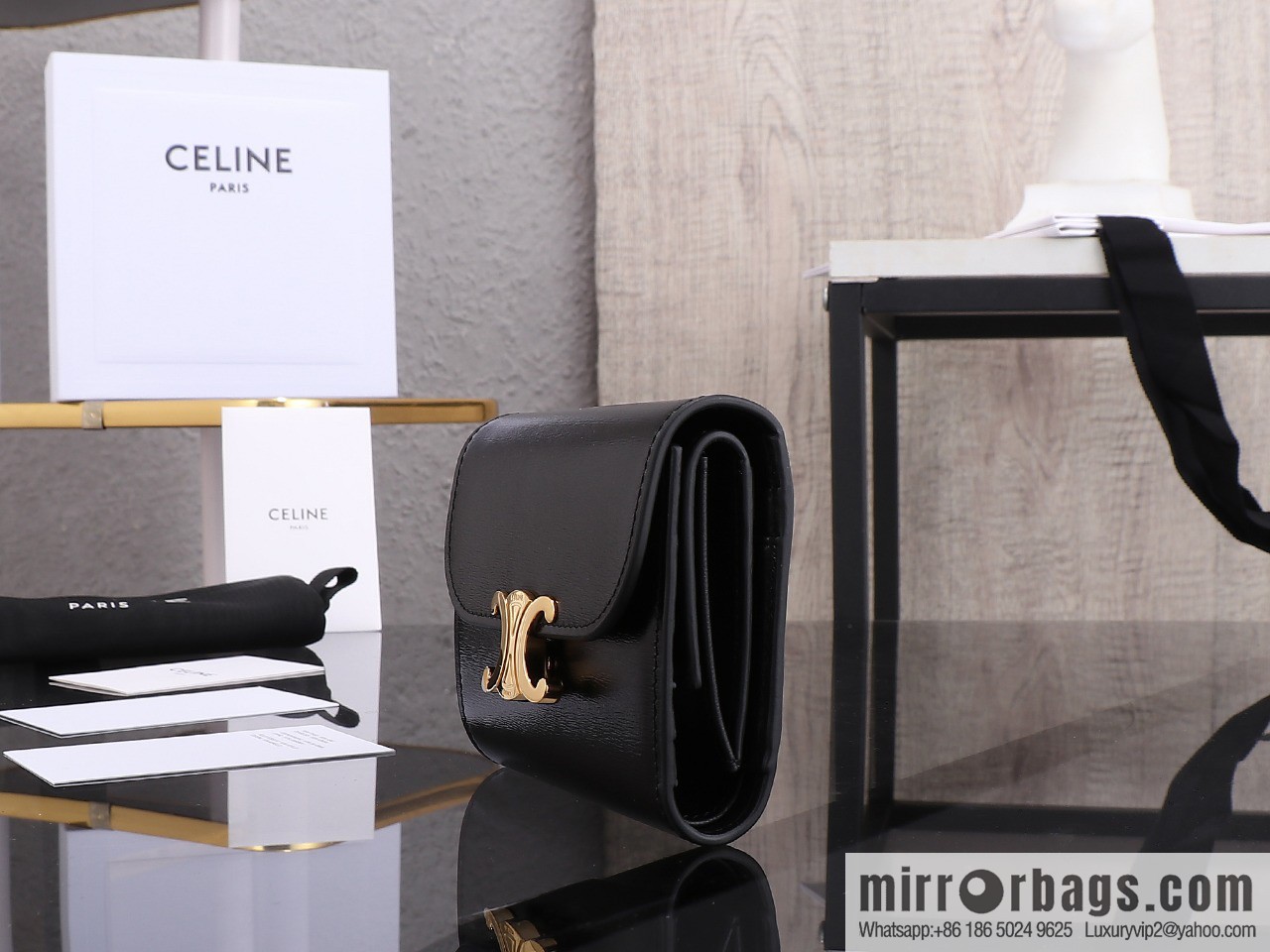 [Premium quality, all-steel hardware] CE tri-fold wallet 🅰️ simple black tri-fold wallet model number: 100782