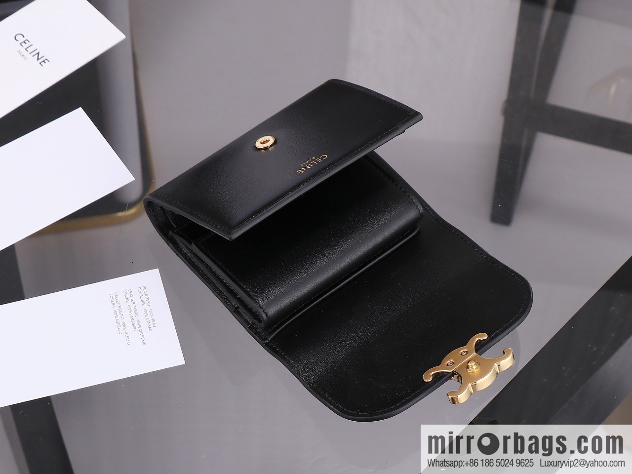 [Premium quality, all-steel hardware] CE tri-fold wallet 🅰️ simple black tri-fold wallet model number: 100782
