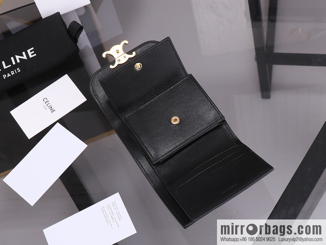 [Premium quality, all-steel hardware] CE tri-fold wallet 🅰️ simple black tri-fold wallet model number: 100782
