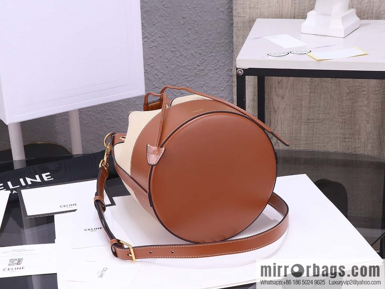 [Premium quality, all-steel hardware] CABAS MARIN small fabric Wagyu leather (fabric) drawstring bag, number: 113082EZR.02NT
