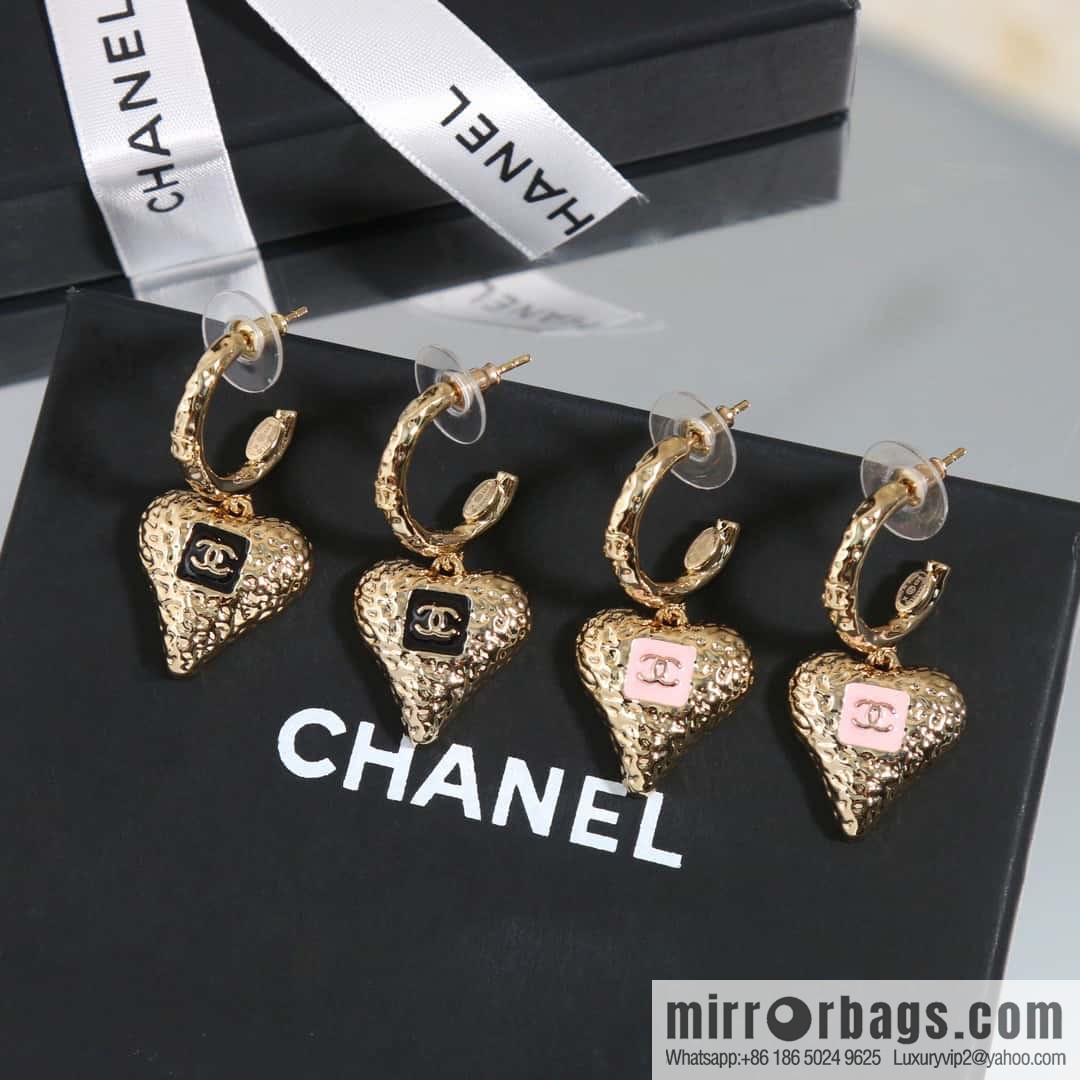 ☀️New ☑️ chanel c2 double c peach heart love earrings earrings ☀️